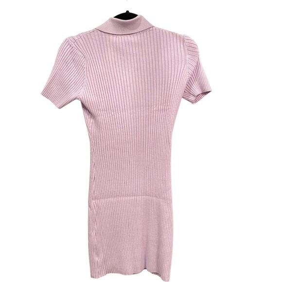 Pink Lily purple ribbed collared button-up summer shirt dress mini Med - Picture 4 of 5
